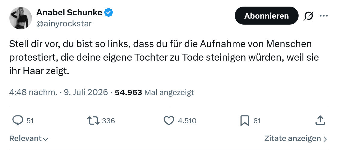 Anabel Schunke: Stell dir vor, du bist so links, dass du für die Aufnahme...