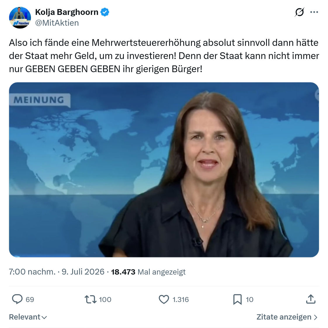 Kolja Barghoorn: Also ich fände eine Mehrwertsteuererhöhung...