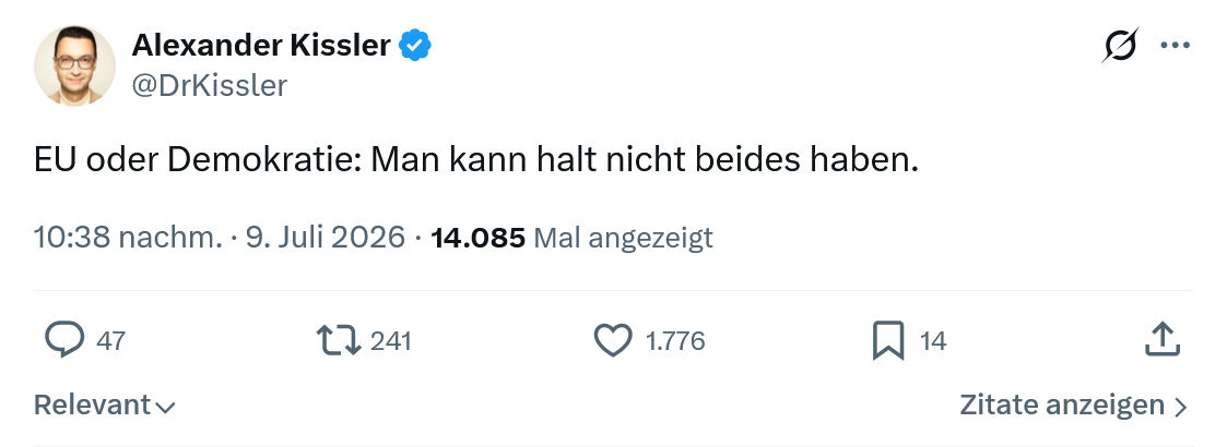 Alexander Kissler: EU oder Demokratie...