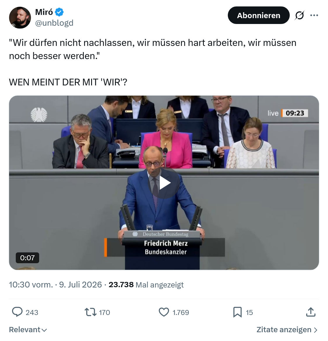 Miro Wolsfeld: Wir dürfen nicht nachlassen...