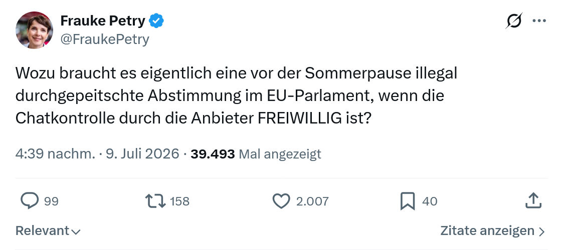 Frauke Petry: Wozu braucht es eigentlich eine vor der Sommerpause...