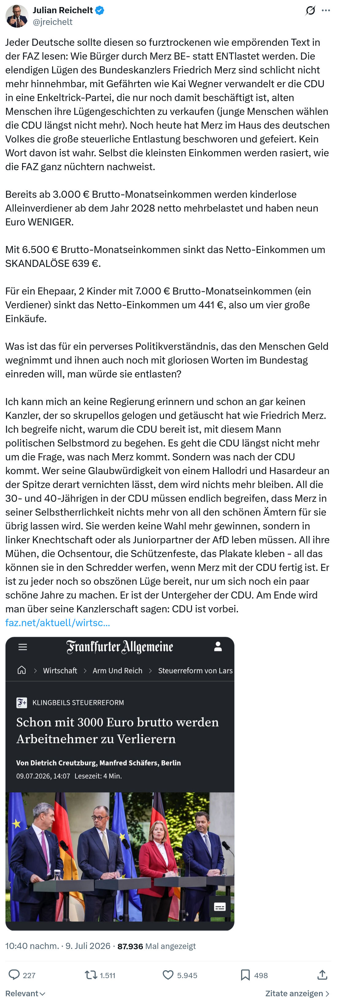 Julian Reichelt: Jeder Deutsche sollte diesen so furztrockenen wie empörenden...