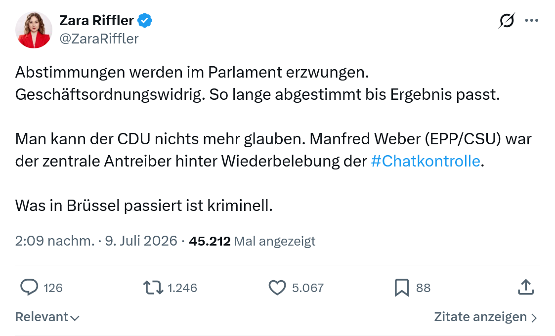 Zara Riffler: Abstimmungen werden im Parlament erzwungen...