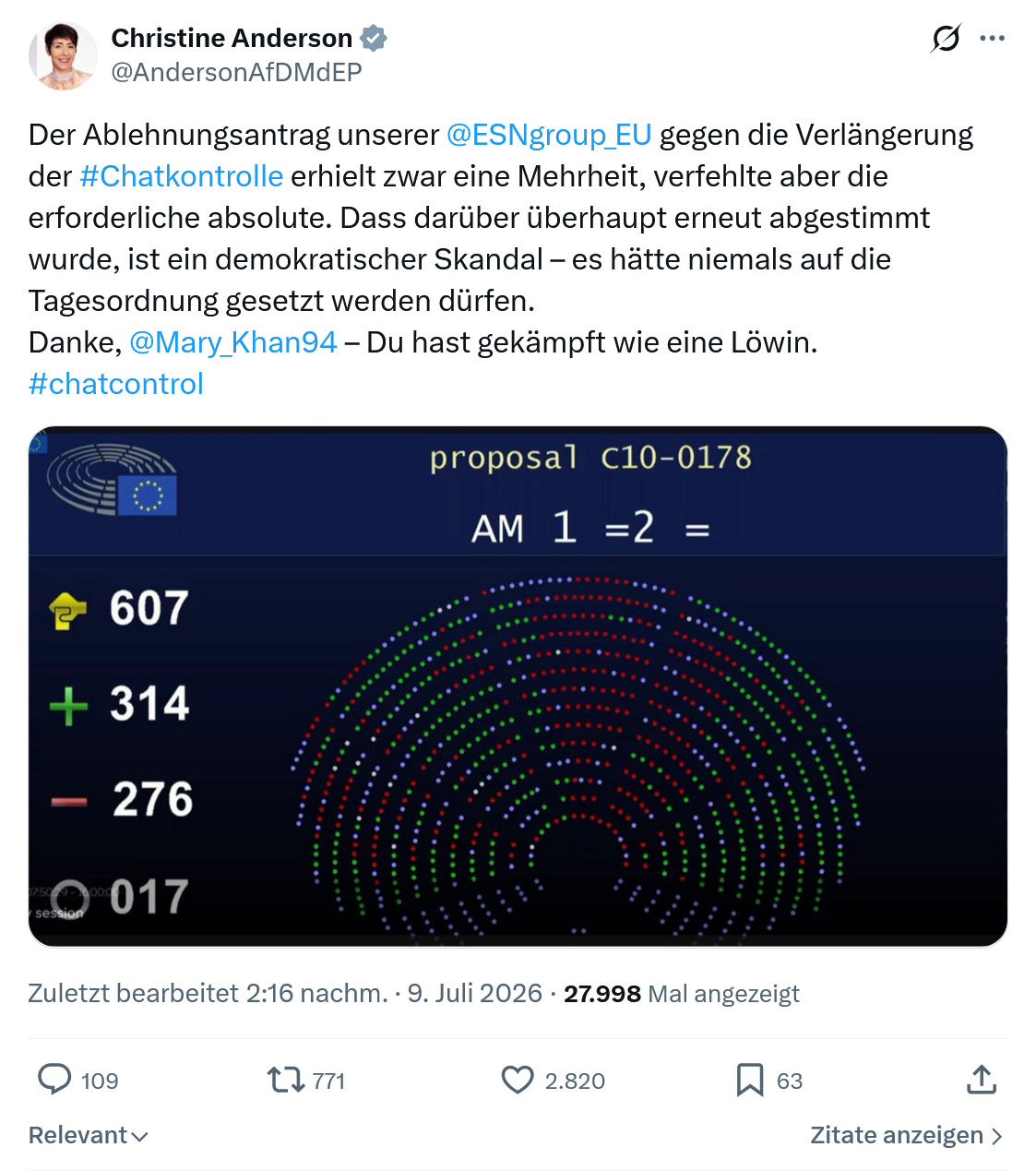 Christine Anderson: Der Ablehnungsantrag unserer...