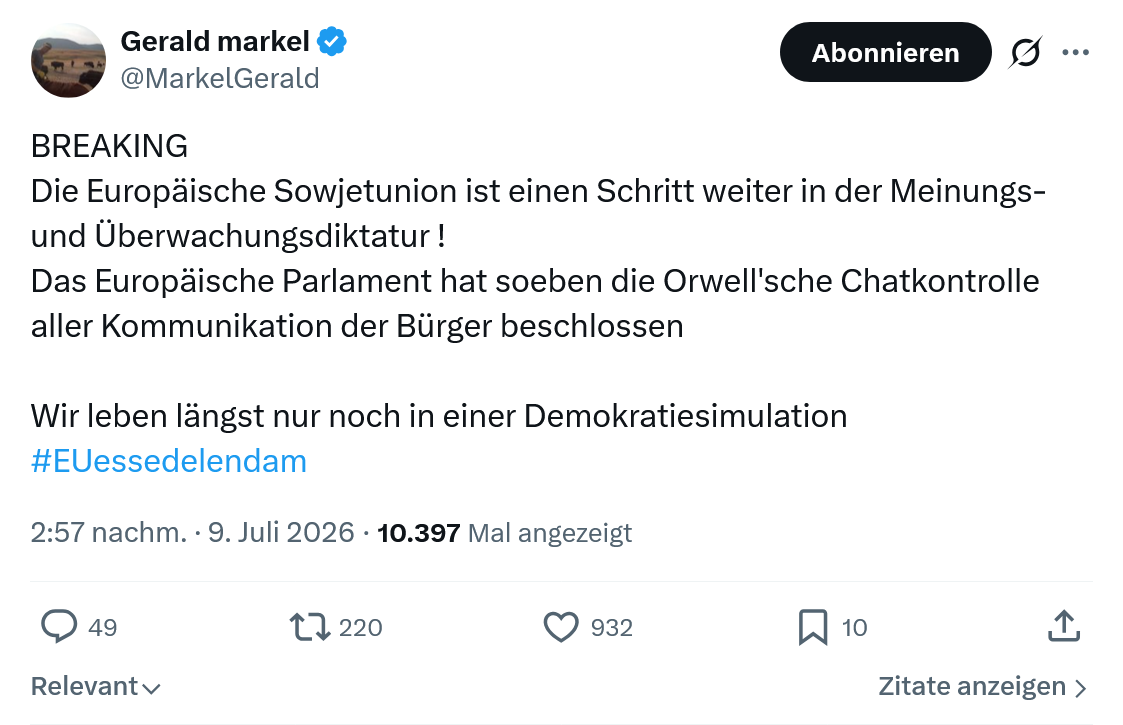 Gerald Markel: BREAKING...