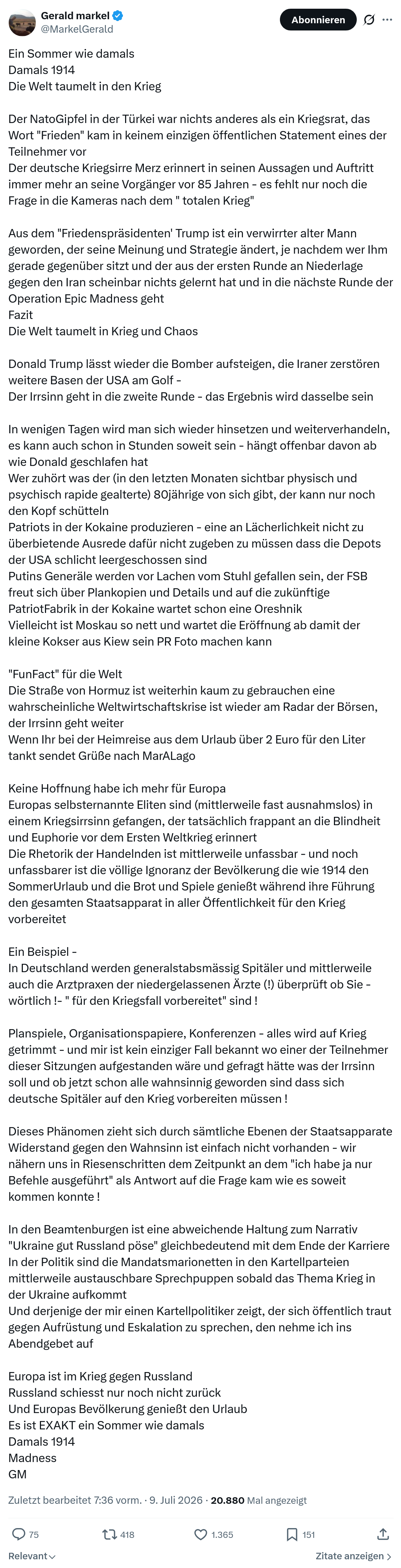Gerald Markel: Ein Sommer wie damals...