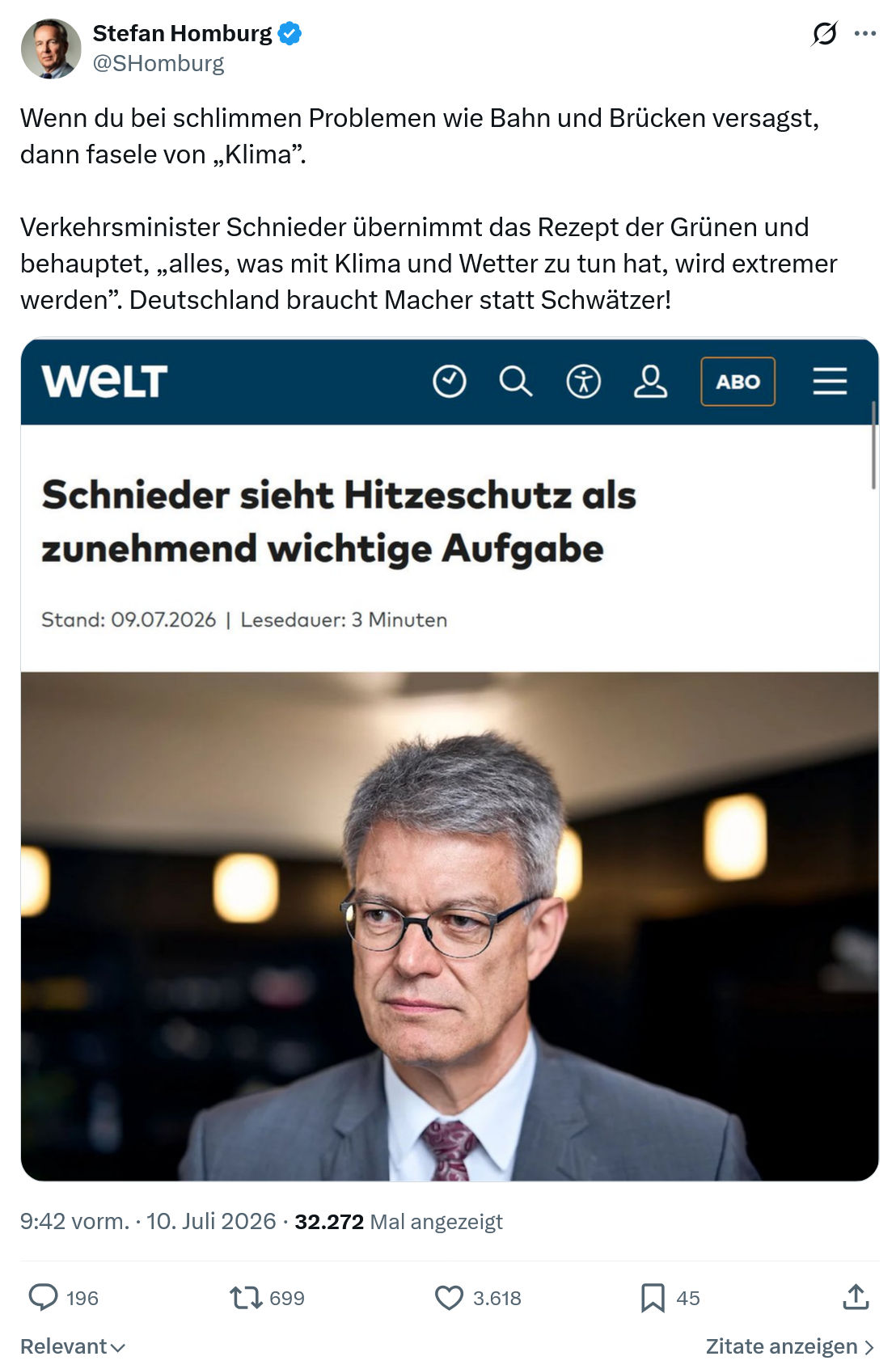 Stefan Homburg: Wenn du bei schlimmen Problemen...