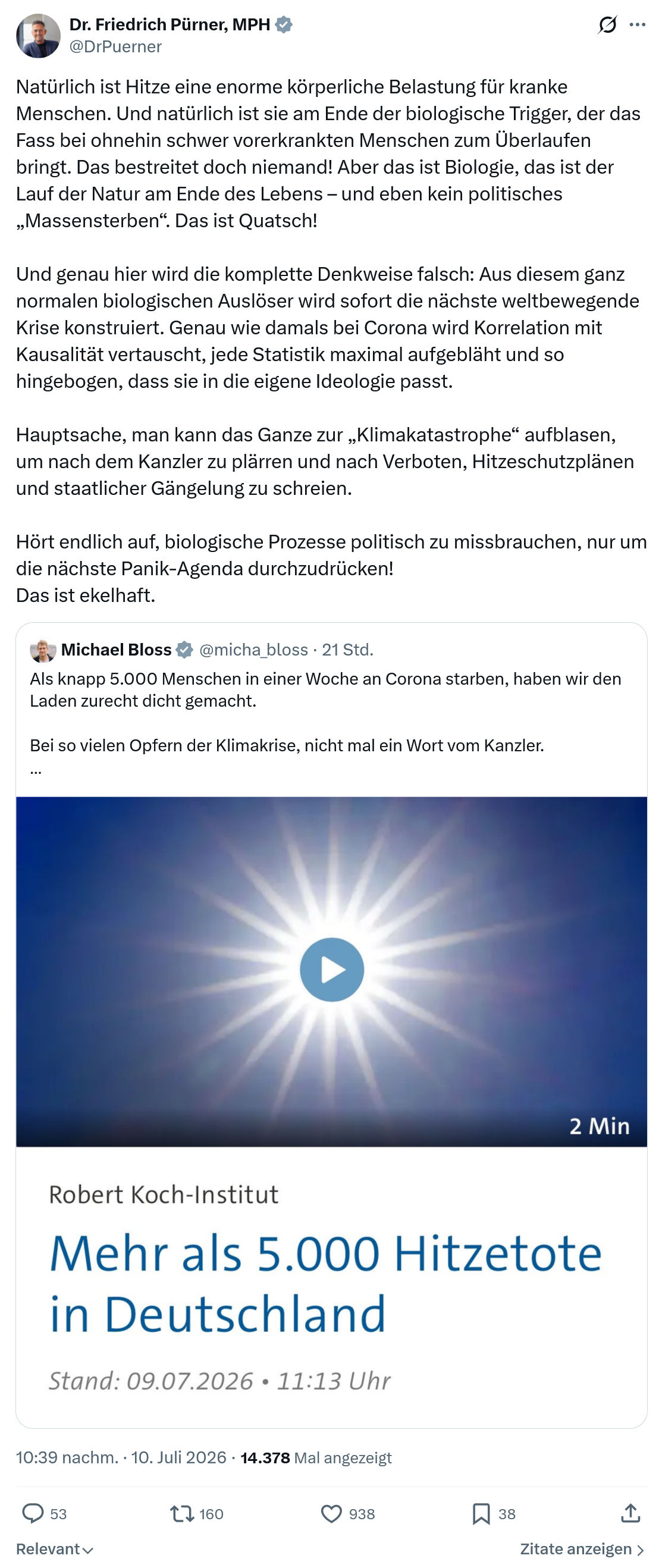 Friedrich Pürner: Natürlich ist Hitze eine enorme...