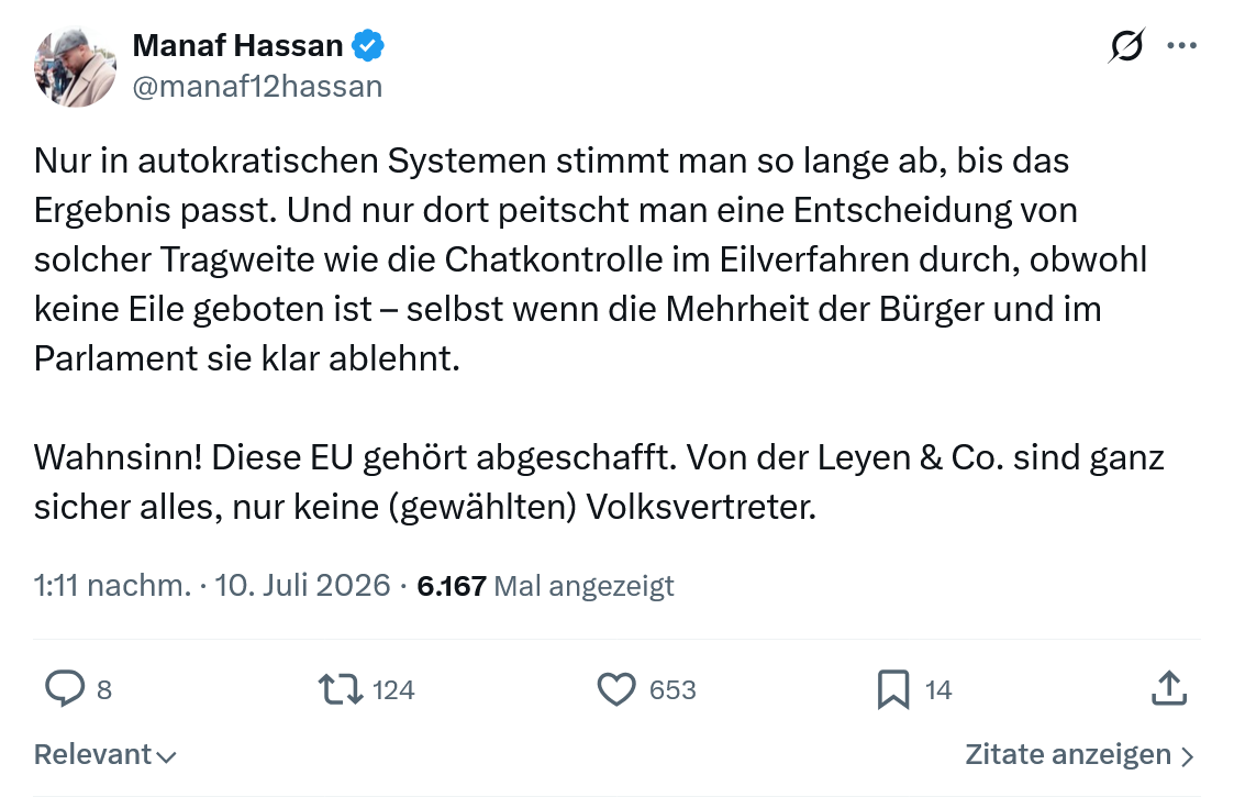 Manaf Hassan: Nur in autokratischen Systemen stimmt...
