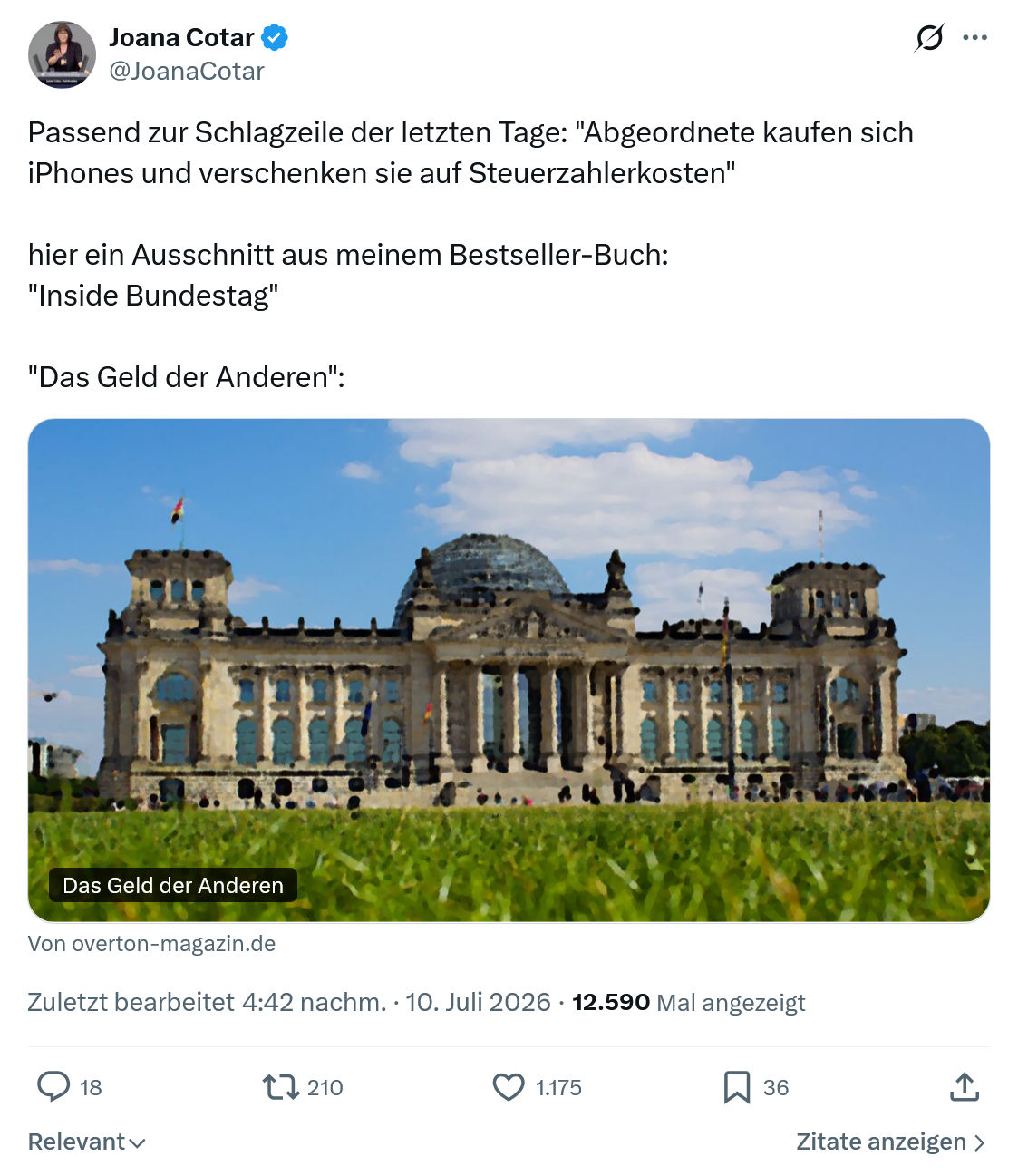 Joana Cotar: Passend zur Schlagzeile der letzten Tage...