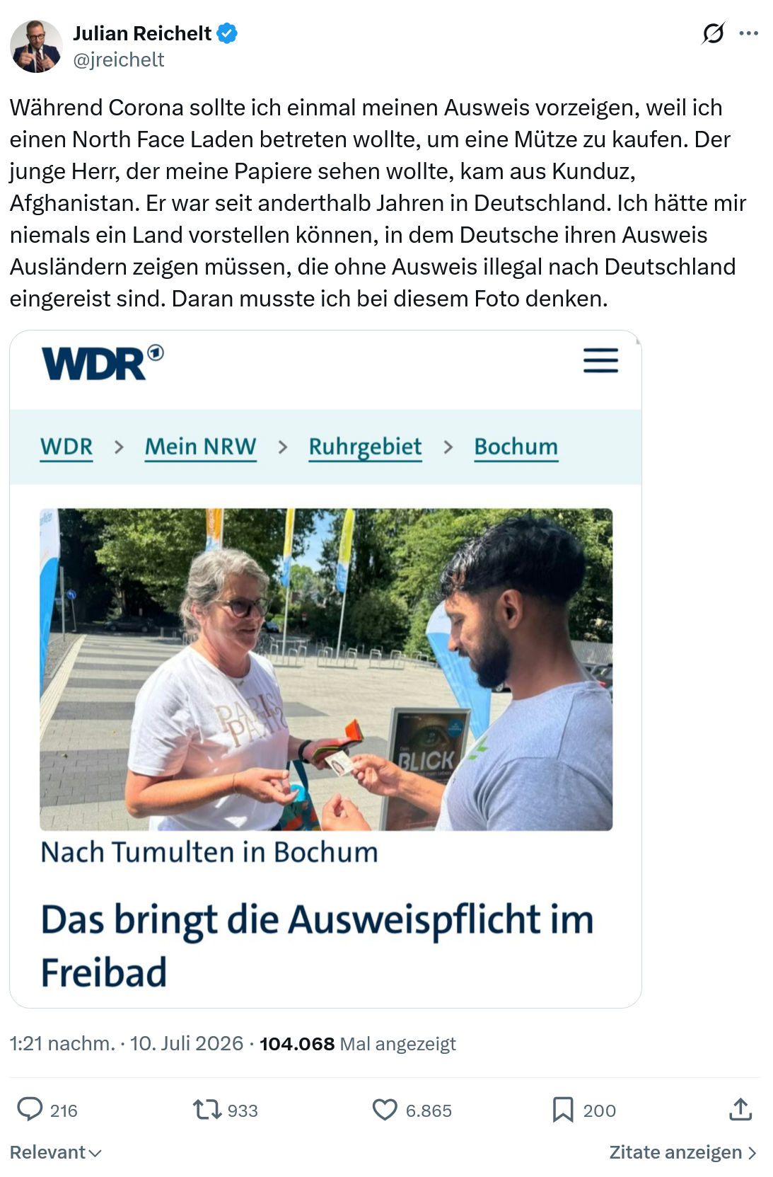 Julian Reichelt: Während Corona sollte ich...