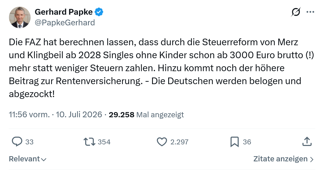 Gerhard Papke: Die FAZ hat berechnen lassen...