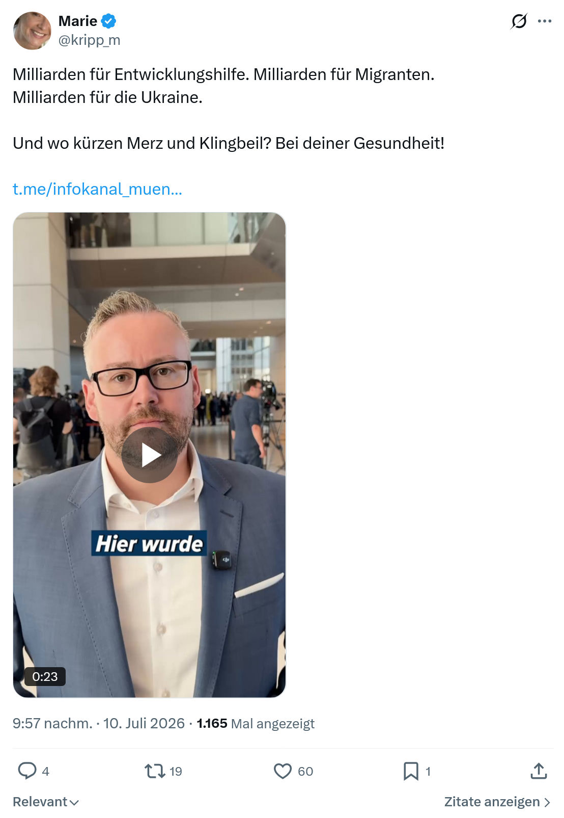 Marie kripp: Milliarden für Entwicklungshilfe...