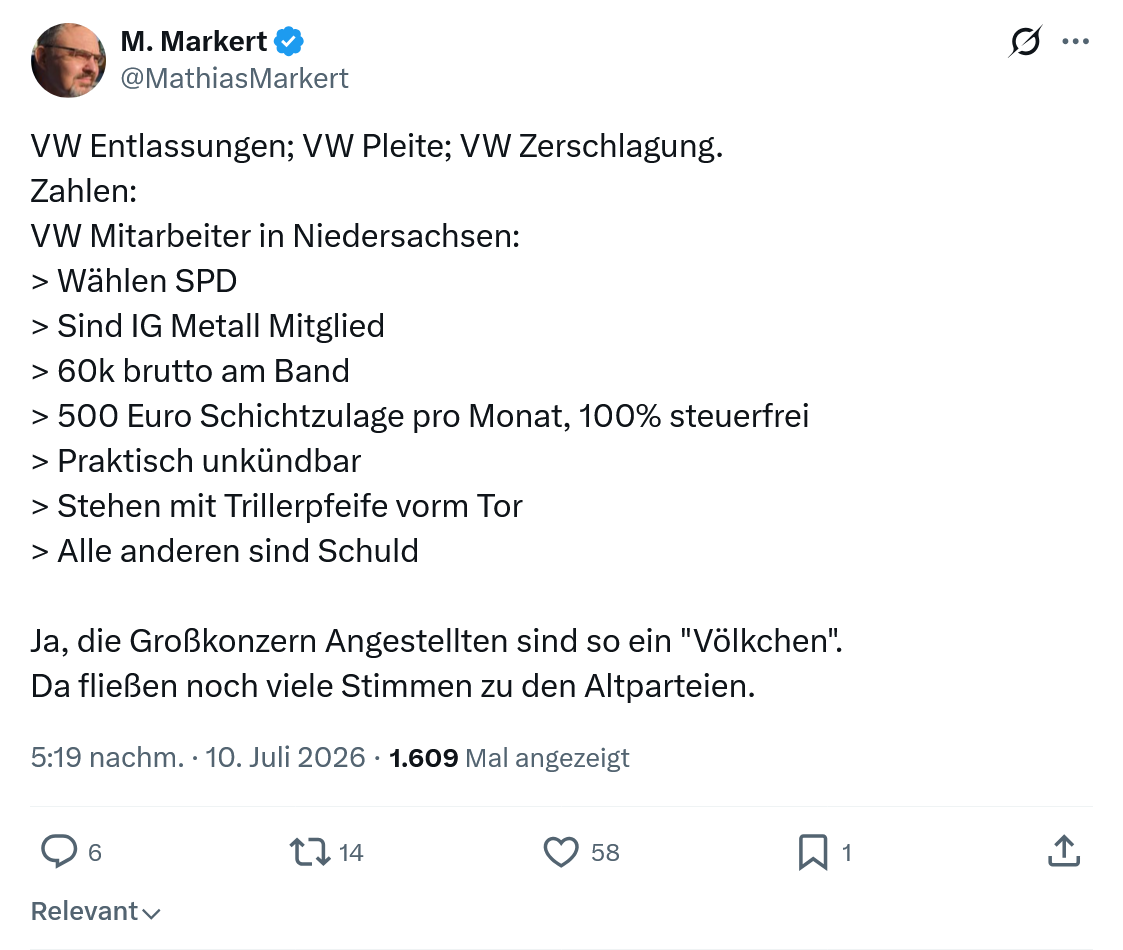 Mathias Markert: VW Entlassungen; VW Pleite; VW Zerschlagung...