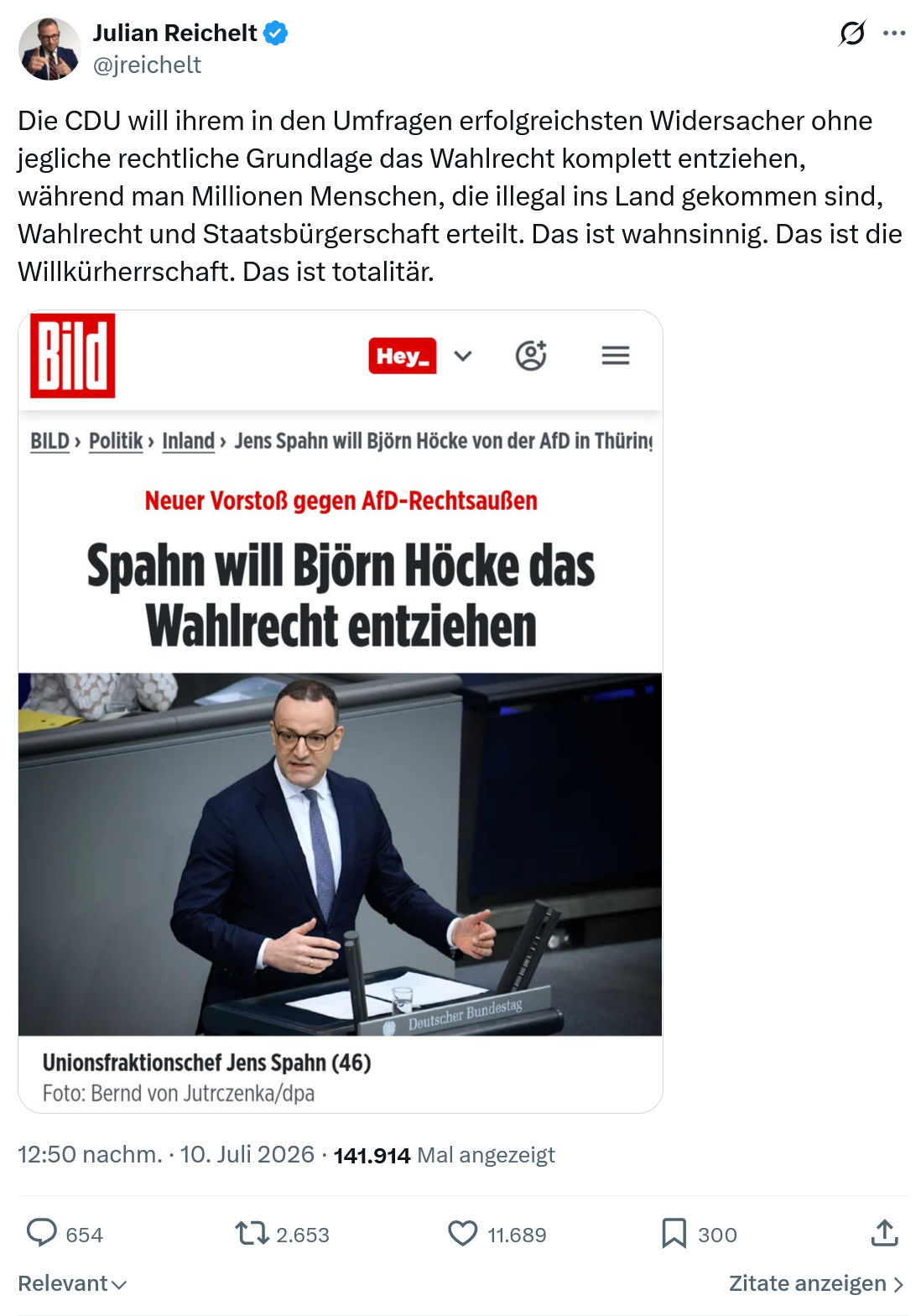 Julian Reichelt: Die CDU will ihrem in den Umfragen...