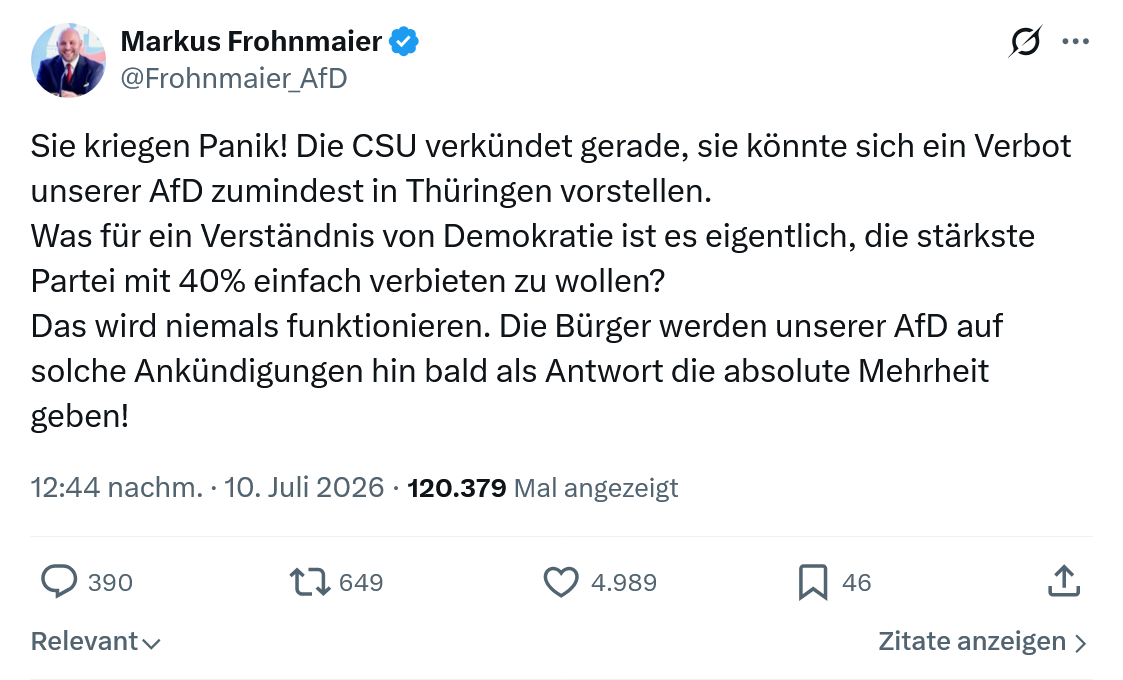 Markus Frohnmaier: Sie kriegen Panik!...