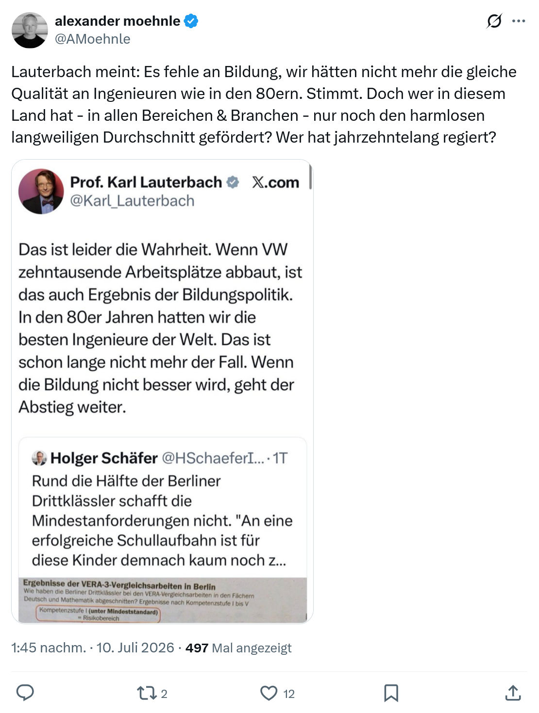 Alexander Moehnle: Lauterbach meint: Es fehle an Bildung...