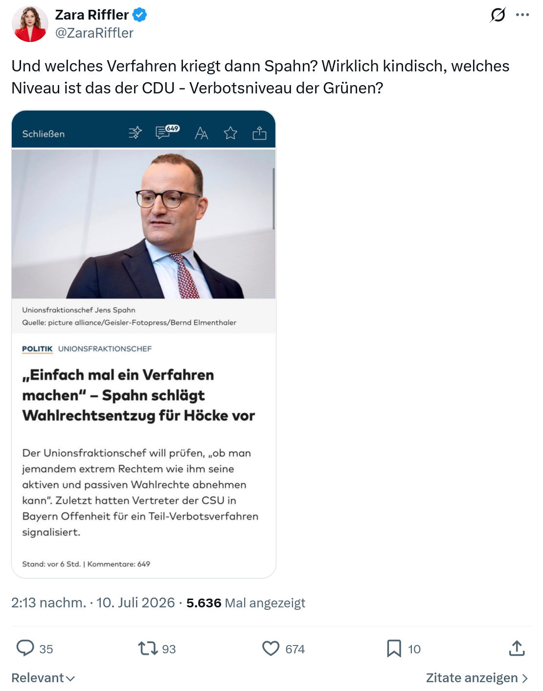 Zara Riffler: Und welches Verfahren kriegt dann Spahn?...