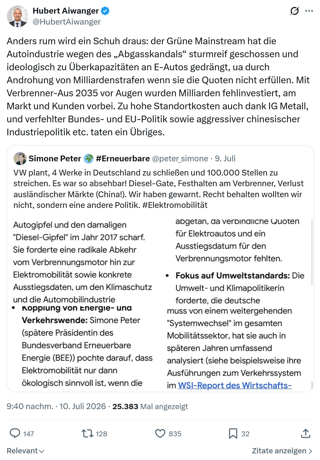 Hubert Aiwanger: Anders rum wird ein Schuh draus...