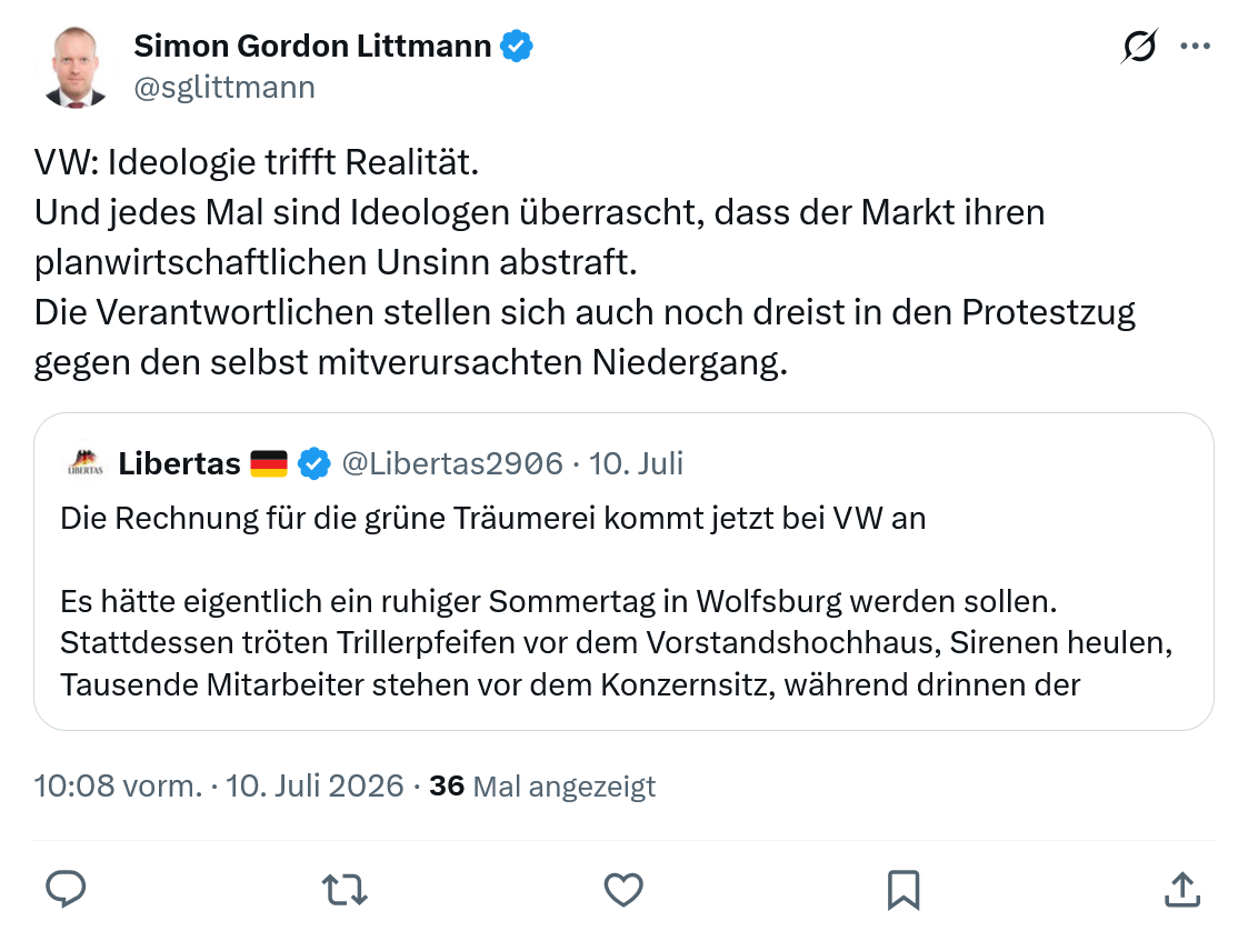 Simon Gordon Littmann: VW: Ideologie trifft Realität...