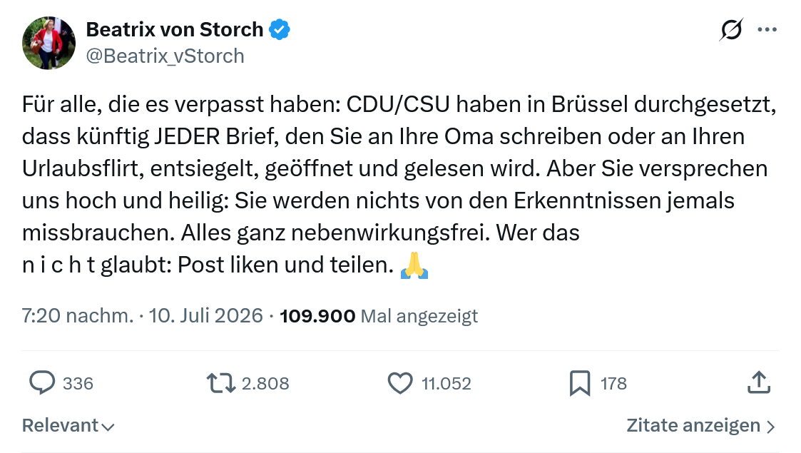 Beatrix von Storch: Für alle, die es verpasst haben...