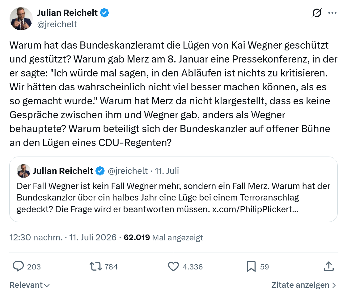 Julian Reichelt: Warum hat das Bundeskanzleramt die Lügen von Kai Wegner...