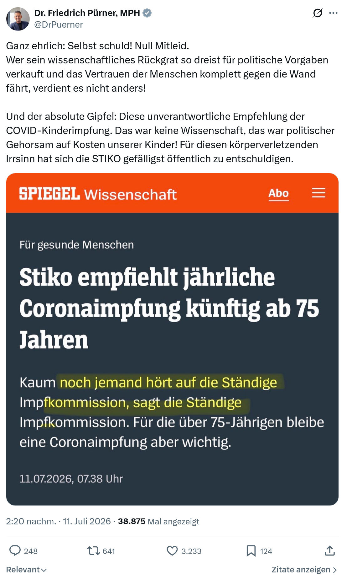 Friedrich Pürner: Ganz ehrlich...