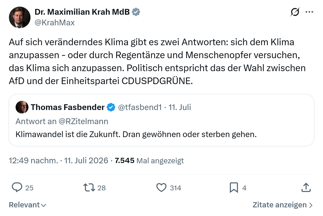 Maximilian Krah: Auf sich veränderndes Klima gibt es zwei Antworten...