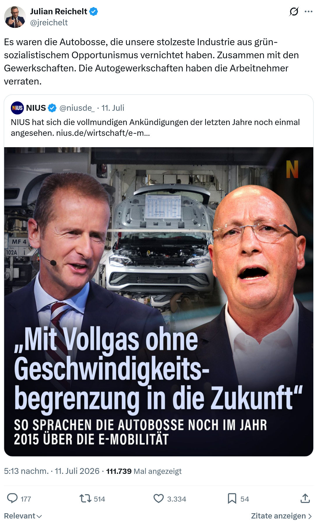 Julian Reichelt: Es waren die Autobosse...