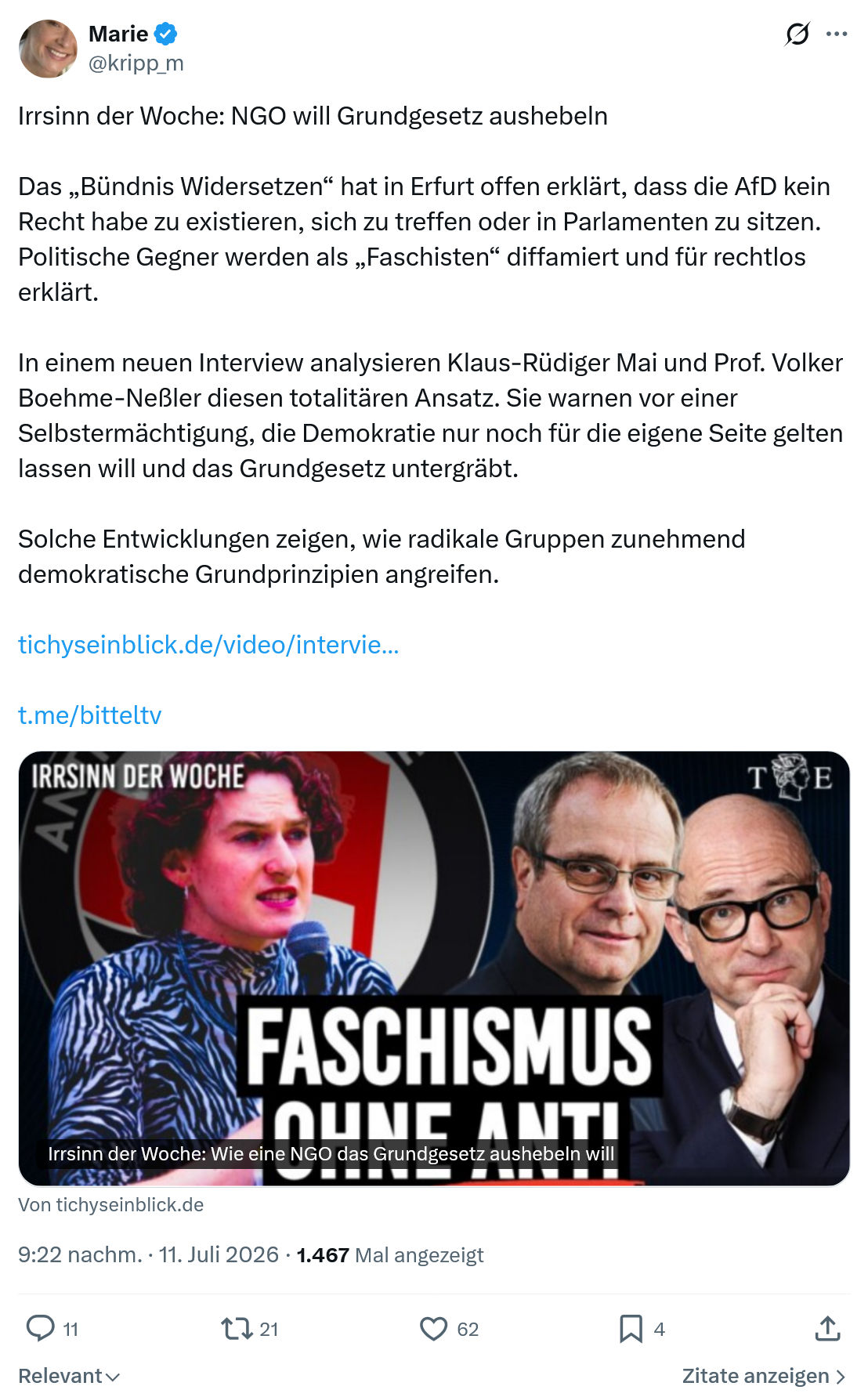 Marie kripp: Irrsinn der Woche...