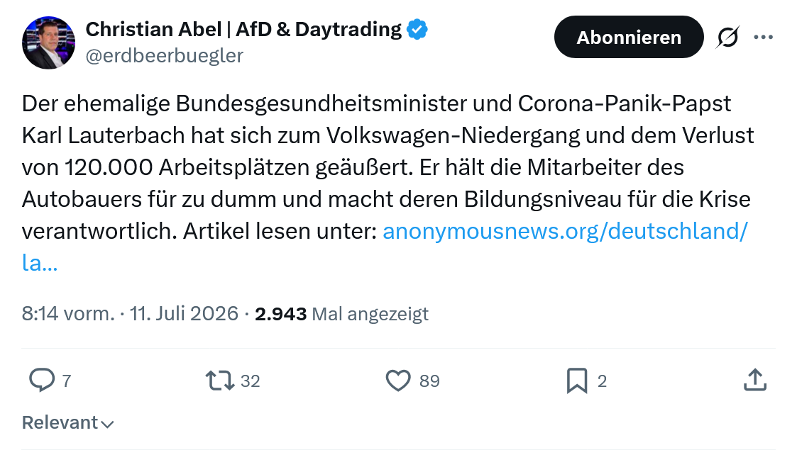 Christian Abel: Der ehemalige Bundesgesundheitsminister...