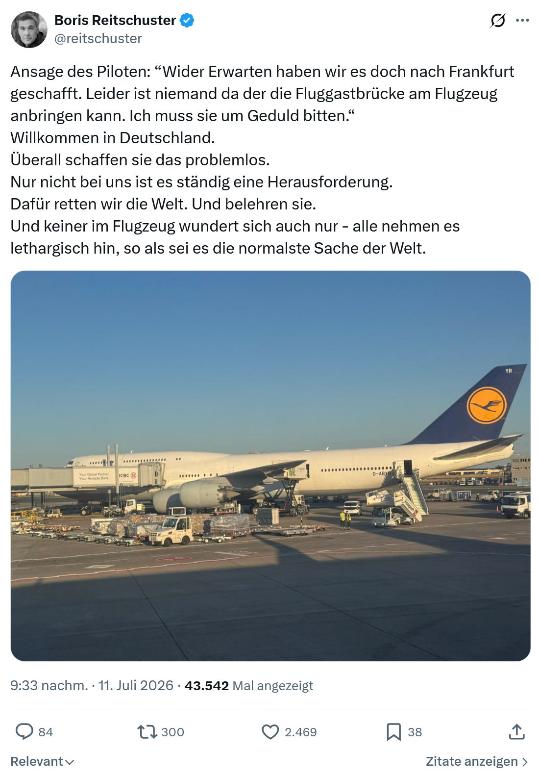 Boris Reitschuster: Ansage des Piloten...