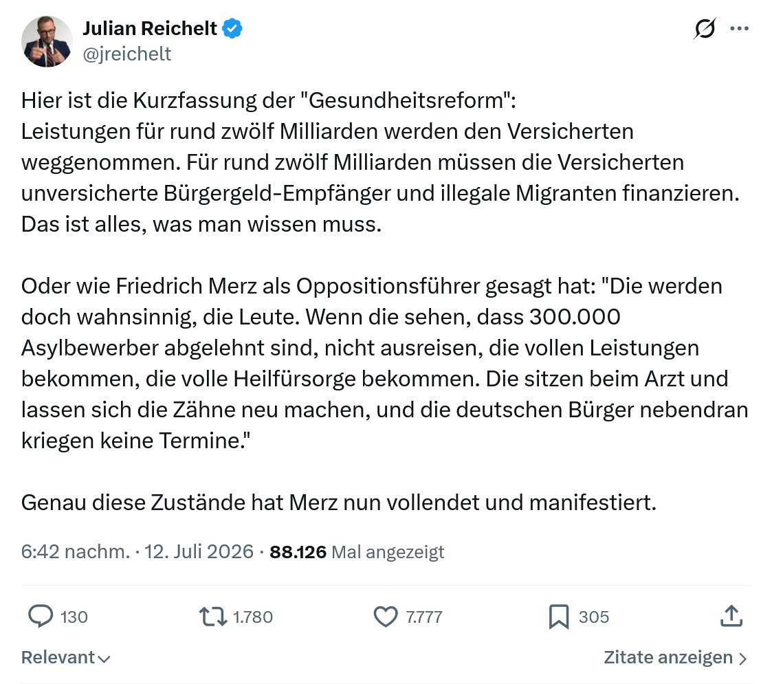 Julian Reichelt: Hier ist die Kurzfassung der "Gesundheitsreform"...