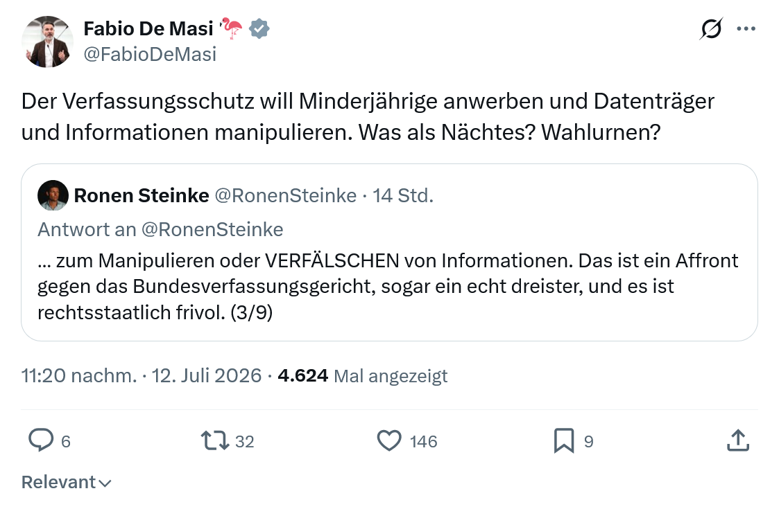 Fabio De Masi: Der Verfassungsschutz will Minderjährige...