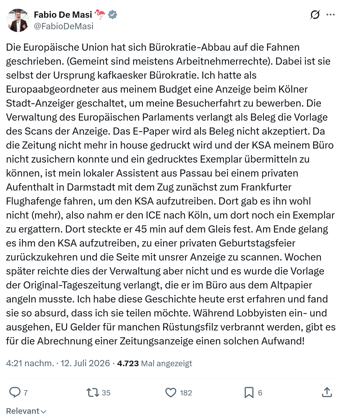 Fabio De Masi: Die Europäische Union hat sich Bürokratie-Abbau auf die Fahnen geschrieben...