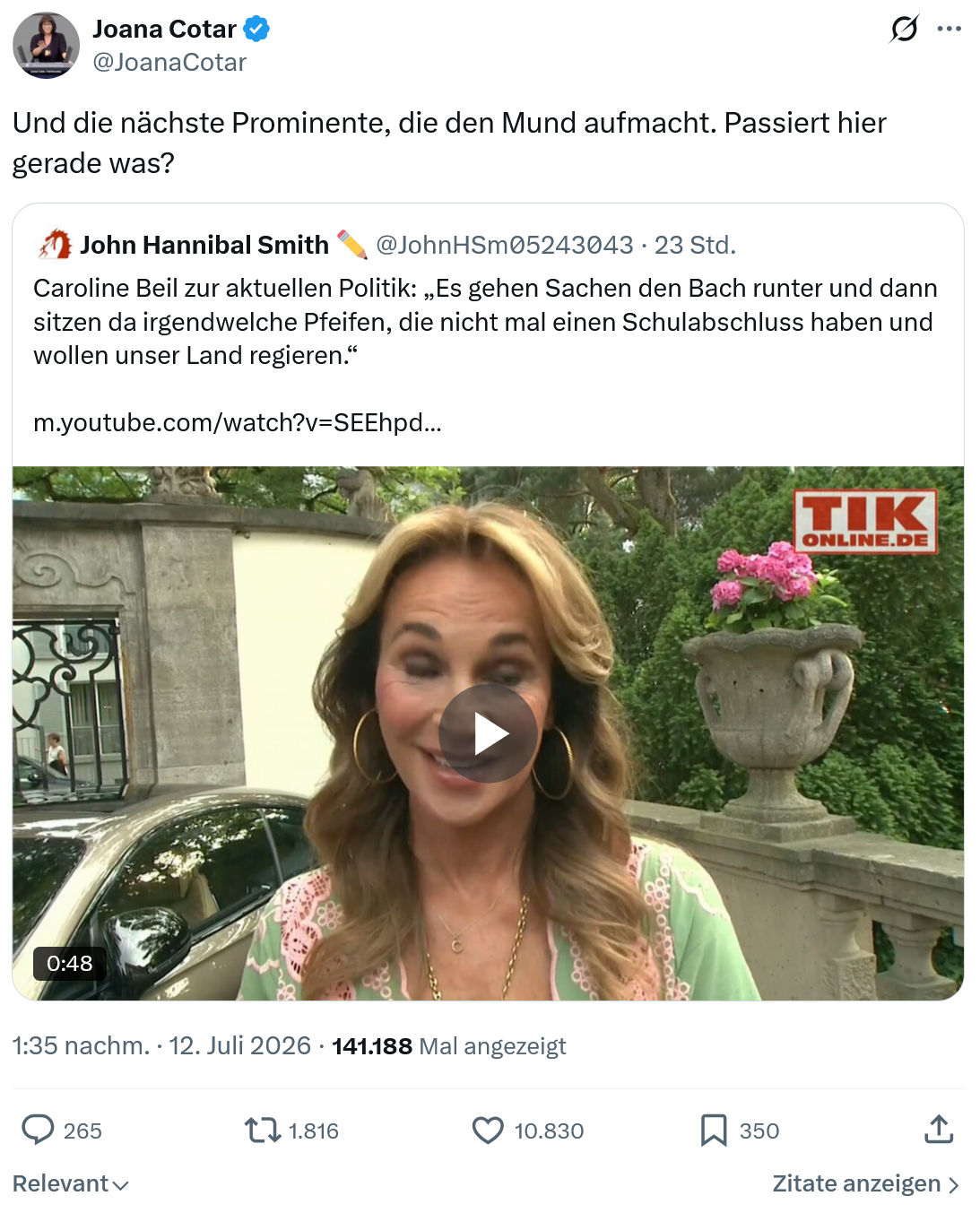 Joana Cotar: Und die nächste Prominente...