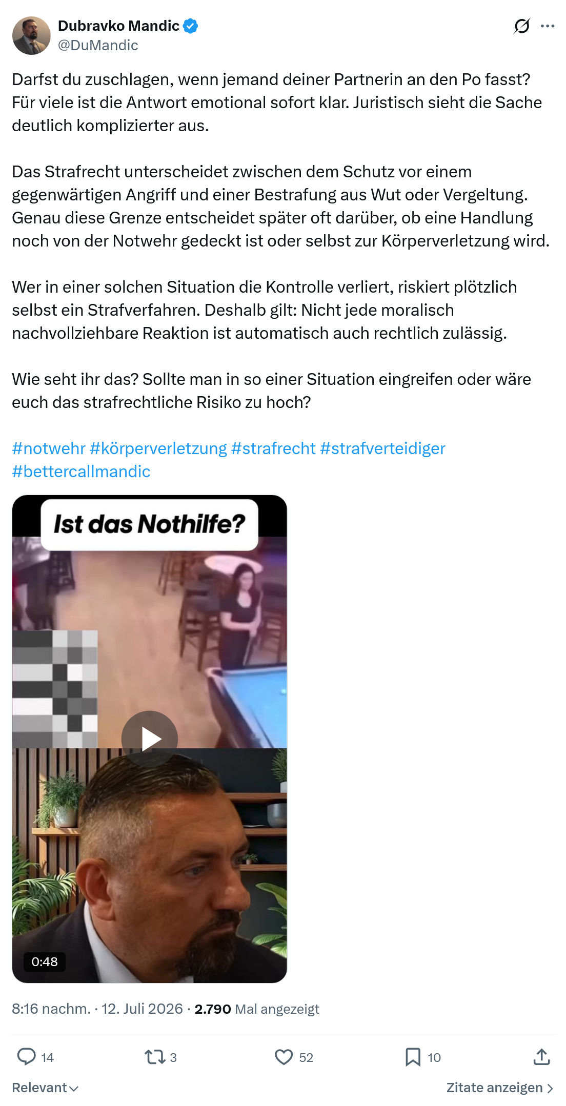 Dubravko Mandic: Darfst du zuschlagen...