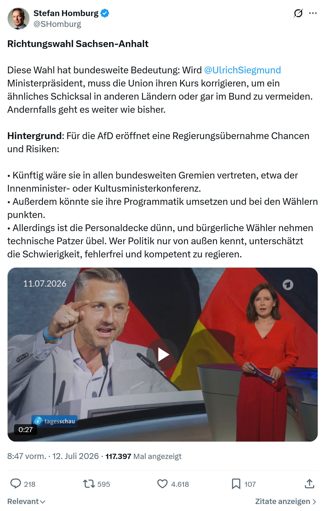 Stefan Homburg: Richtungswahl Sachsen-Anhalt...