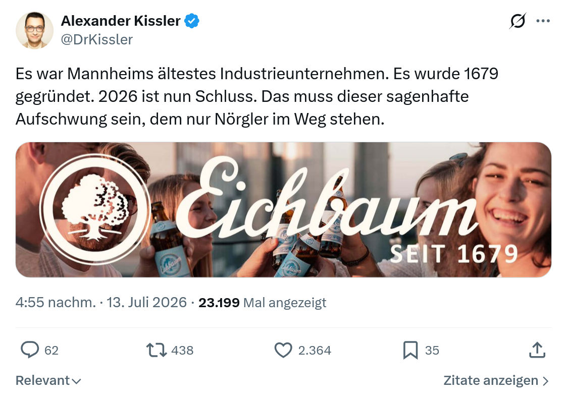 Alexander Kissler: Es war Mannheims ältestes Industrieunternehmen...