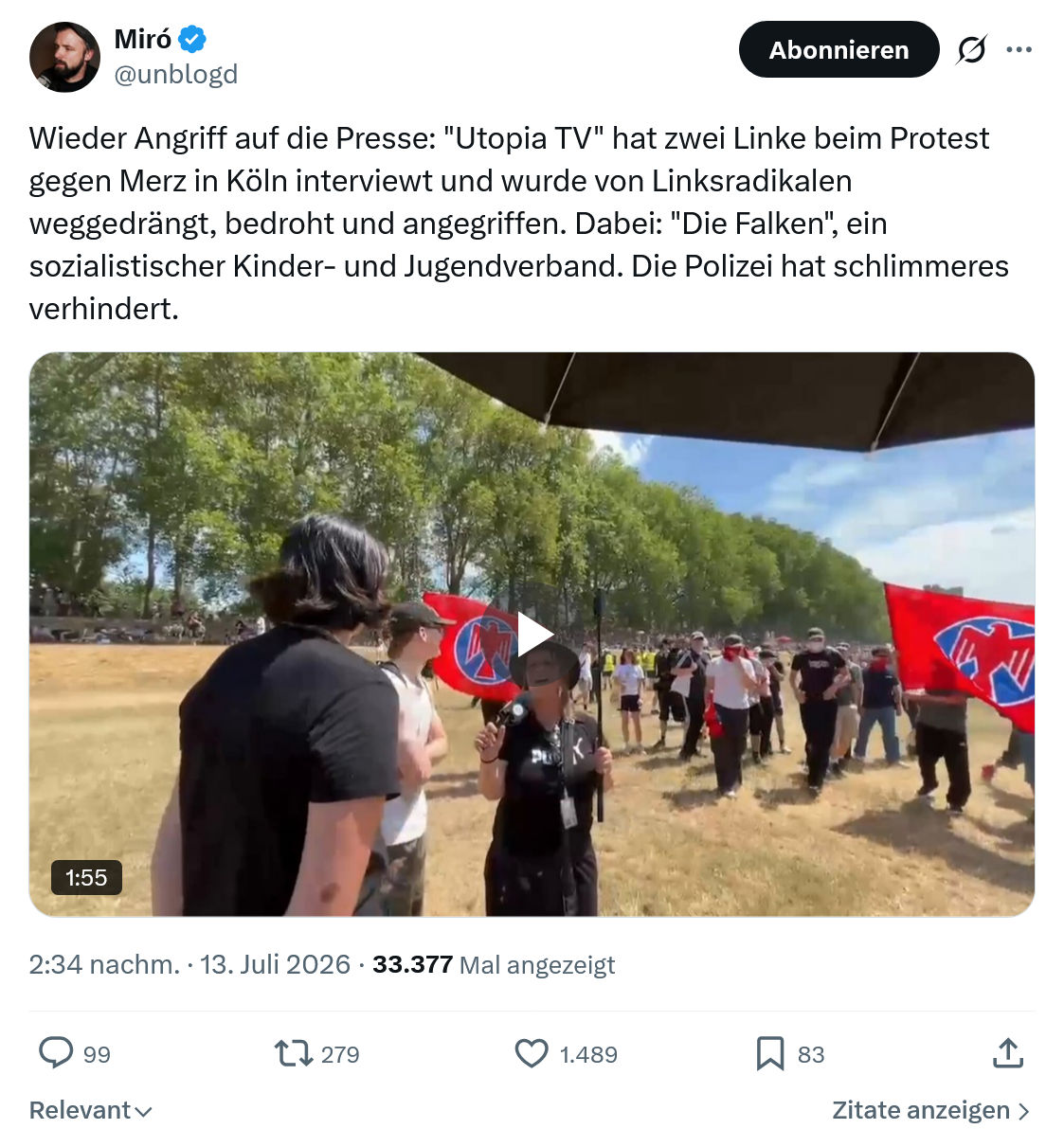 Miro Wolsfeld: Wieder Angriff auf die Presse...