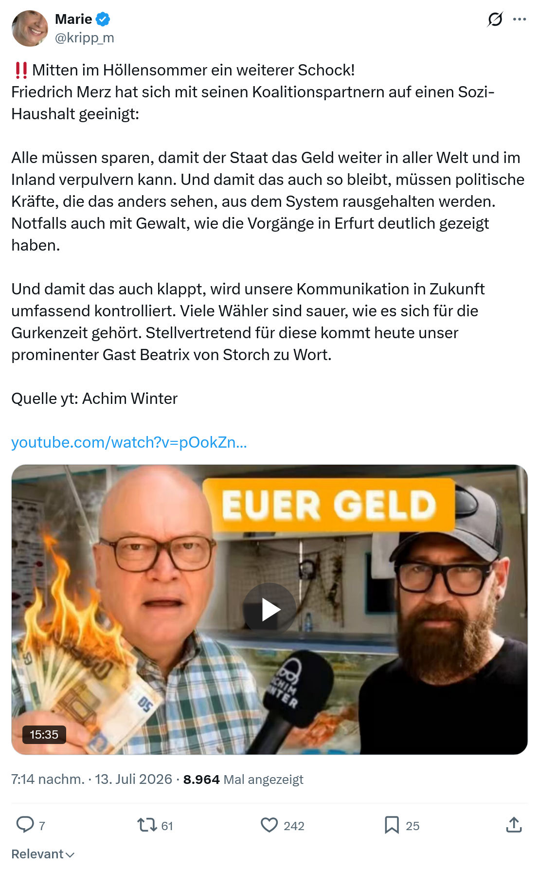 Marie kripp: Mitten im Höllensommer ein weiterer Schock...