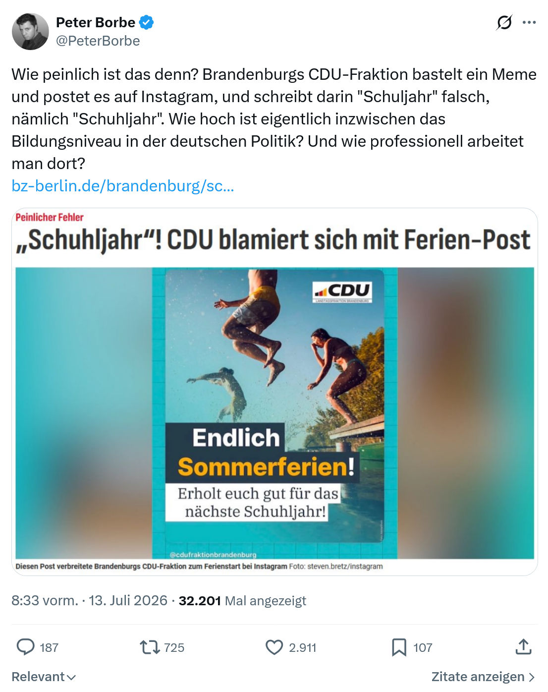 Peter Borbe: Wie peinlich ist das denn...