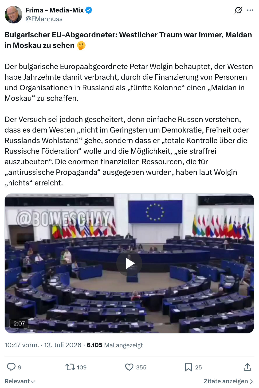 Friedrich Mannus: Bulgarischer EU-Abgeordneter...