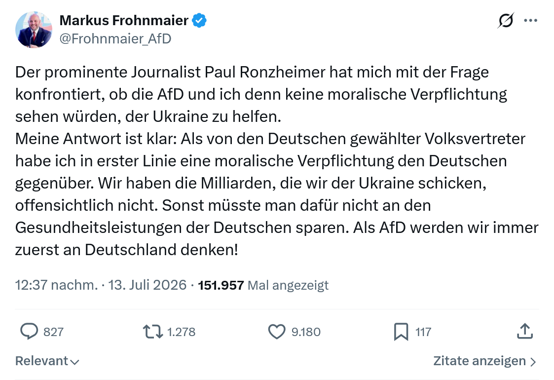 Markus Frohnmaier: Der prominente Journalist Paul Ronzheimer...