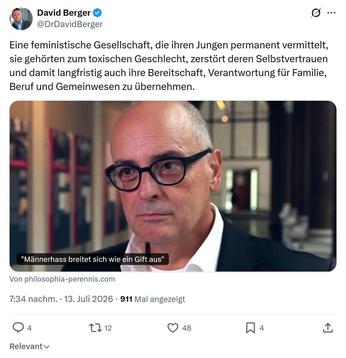 David Berger: Eine feministische Gesellschaft...