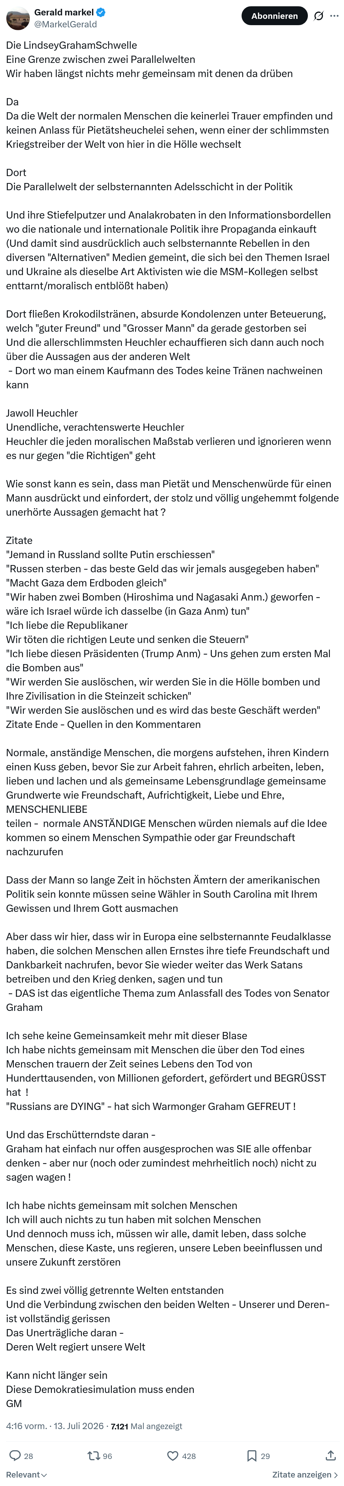 Gerald Markel: Die LindseyGrahamSchwelle...