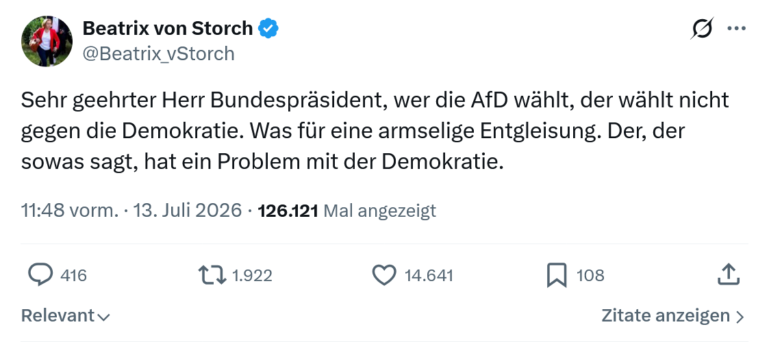 Beatrix von Storch: Sehr geehrter Herr Bundespräsident...