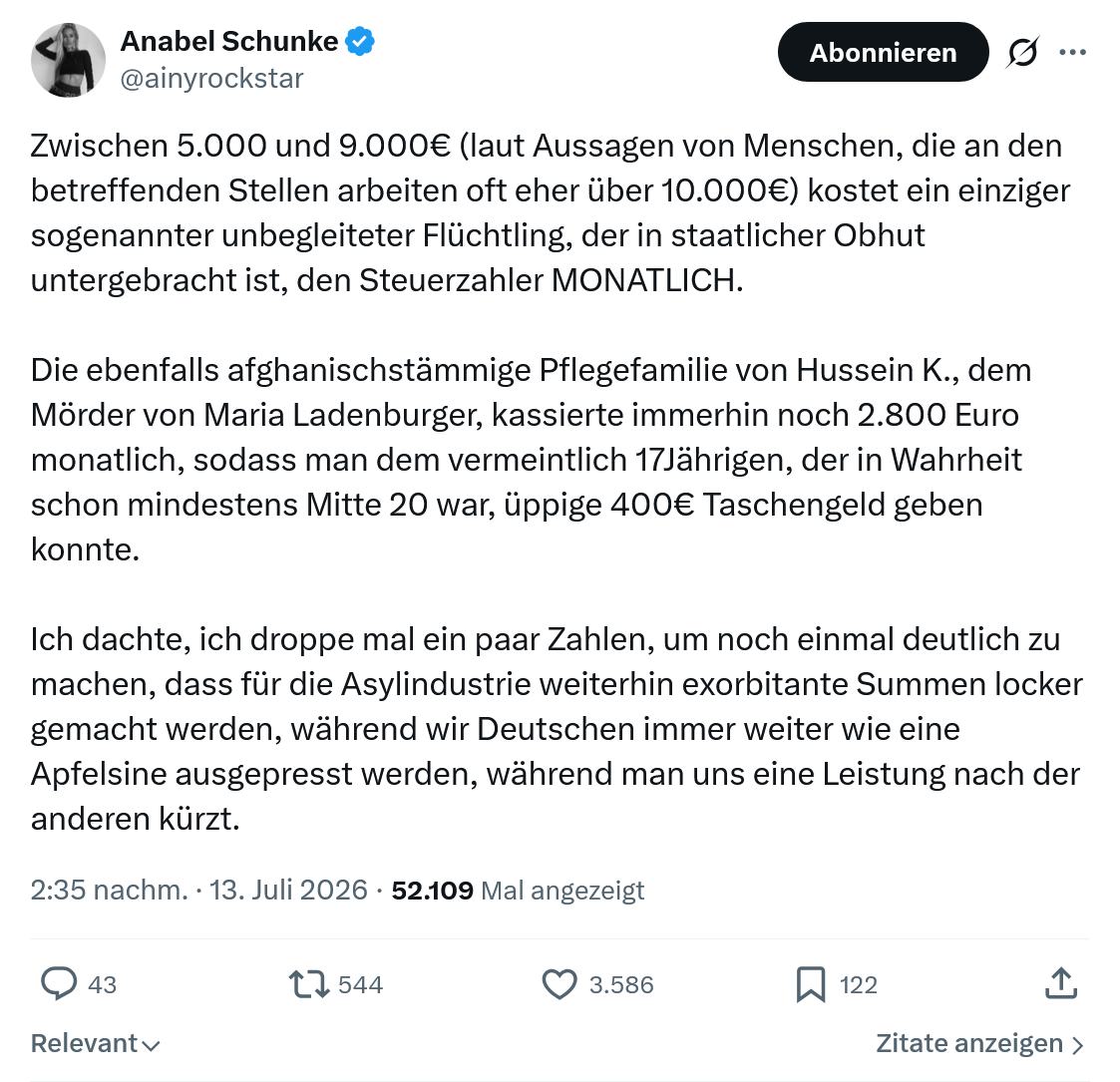 Anabel Schunke: Zwischen 5.000 und 9.000€...