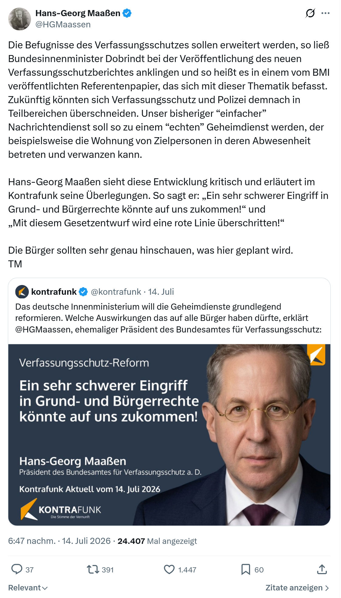 Hans-Georg Maaßen: Die Befugnisse des Verfassungsschutzes...
