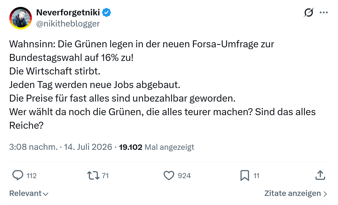 Neverforgetniki: Wahnsinn: Die Grünen legen...